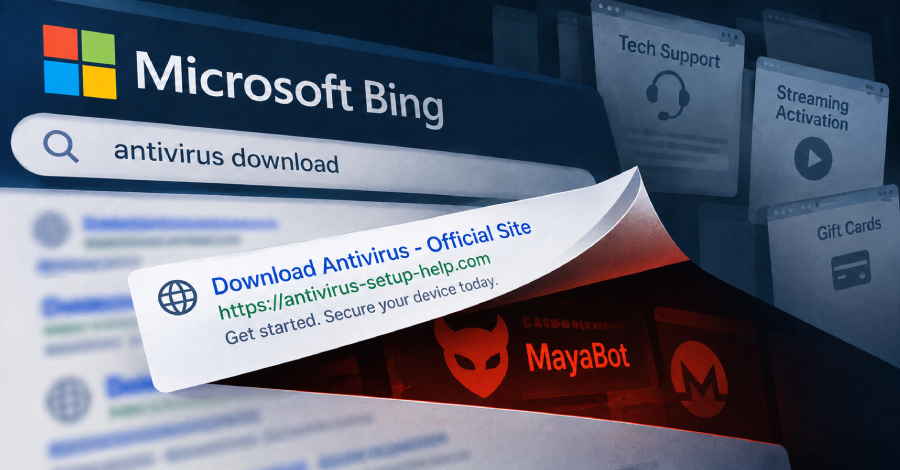 BengalSEO manipula los resultados de búsqueda de Bing para propagar estafas relacionadas con MayaBot y el soporte técnico
