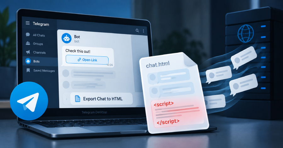 Una vulnerabilidad en Telegram Desktop permite que un código JavaScript oculto extraiga mensajes de las exportaciones HTML