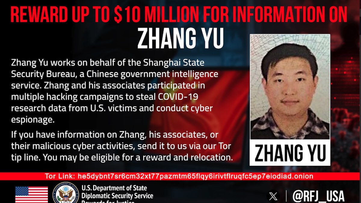 EE. UU. busca a un presunto hacker chino especializado en hafnio con una recompensa de 10 millones de dólares